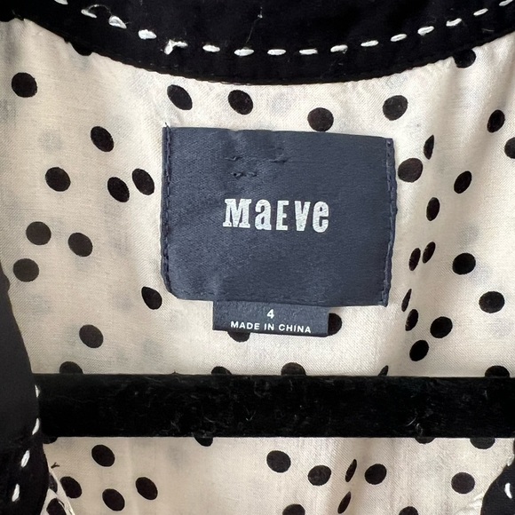 MAEVE Contrast Collar Button Down Polka Dot Top - Picture 4 of 7